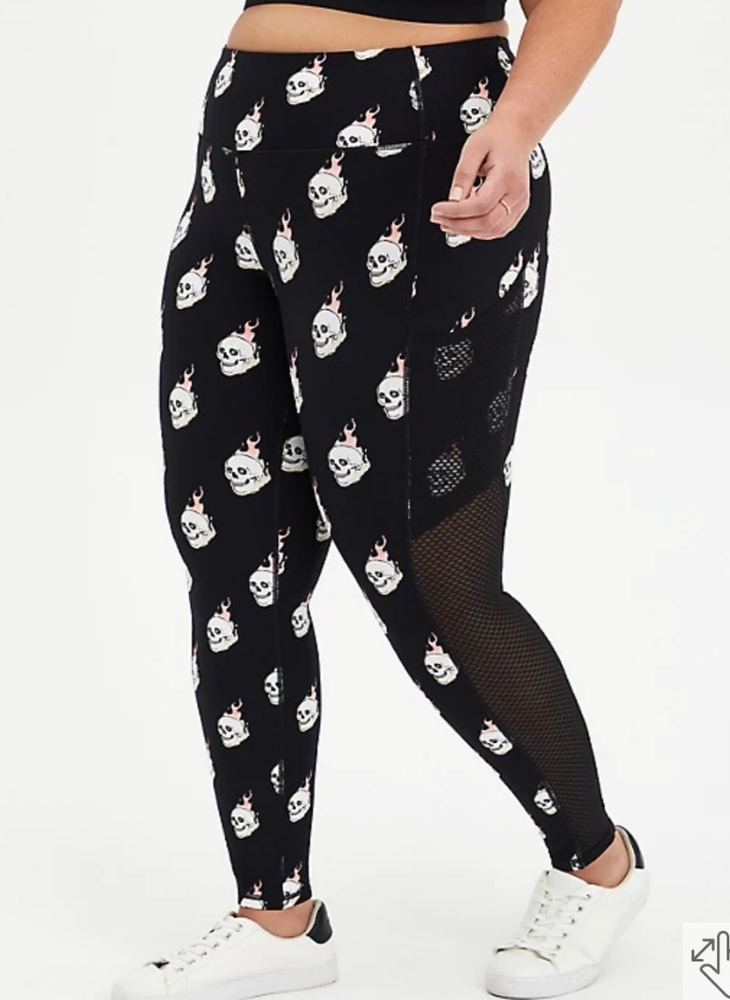 WICKING ACTIVE LEGGING FLAMING SKULL BLACK
